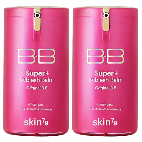 SKIN79 Super Plus Beblesh Balm Pink BB Cream 40g, 2 Pack, US Version K Beauty Flawless Radiant Base Foundation Makeup Blemish Cover Tinted Moisturizer Pink 21 color