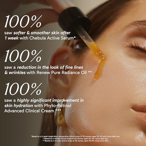 True Botanicals Anti-Aging Essentials | Increase Hydration, Treat Fine Lines & Wrinkles | Contains Chebula Active Serum, Renew Pure Radiance Oil, and Phyto Retinol Advanced Clinical Cream