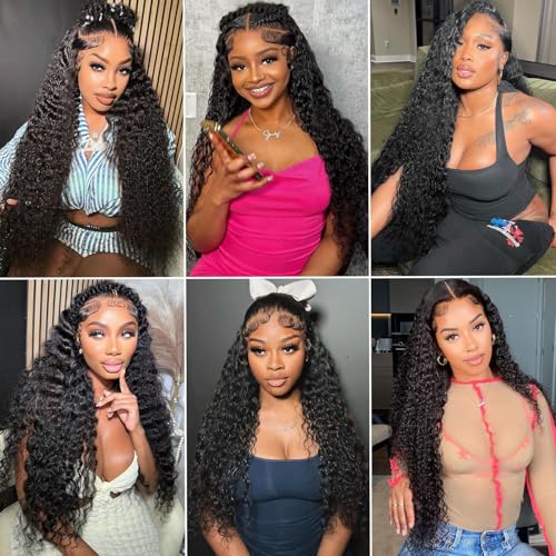 Deep Wave Human Hair Bundles 22 24 26 Inch Deep Wave Bundles 100% Unprocessed Brazilian Virgin Hair 3 Bundles 12A Curly Bundles Hair Extensions Real Human Hair Quick Weave Bundles Natural Color