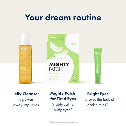 Mighty Patch HERO COSMETICS for Tired Eyes Patches - Soothing Hydrogel Patches - Awakens and Visibly De-puffs Undereyes with Multiple Applications (6 Count) (Pack of 2)