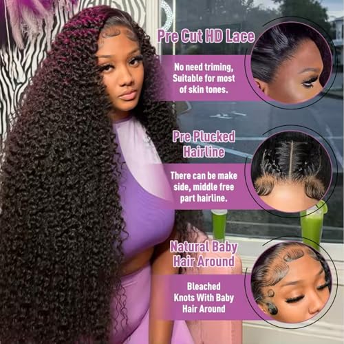 VIPbeauty 200% Density 13x6 Deep Wave Lace Front Wigs Human Hair for Women 13x6 HD Transparent Water Wave Lace Front Wigs Human Hair Pre Plucked 24inch