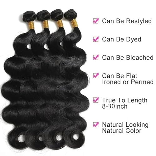 12A Human Hair Bundles Body Wave Bundles Human Hair 18 20 22 24 Inch 4 Bundles 100% Unprocessed Brazilian Virgin Hair Deals Weave Bundles Hair Extension Natural color