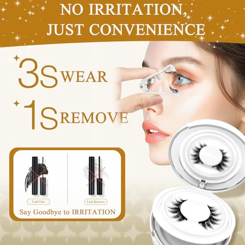 Hunnyfit Magnetic Lashes, Magnetic Eyelashes with applicator Natural Look,Reusable No Glue or Liner Needed Eyelashes Kit for Daily Use(Natural+Simple)