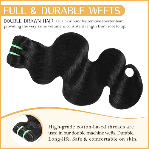 Raw Vietnamese Human Hair Bundles Body Wave Sew In Thick Bundles 100% Unprocessed Raw Vietnamese Virgin Human Hair Bundles Bodywave Quick Weave 3 Hair Bundles for Black Women 10 12 14 Inch