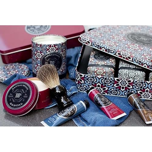 La Chatelaine Soap Supply Tin Gift Set |Unisex, Men, Women| Plant-based shea butter bar soaps | Made in France | Natural and Organic | Large soap bars | Set of 6, 8.8 oz./250g bars - Red Mosaic
