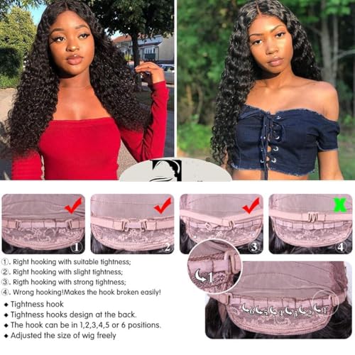 Manorshen Deep Wave Lace Front Wigs Human Hair 13x4 Lace Frontal Wigs for Women Glueless Transparent Lace 180% Density Wigs Pre Plucked with Baby Hair Natural Hairline