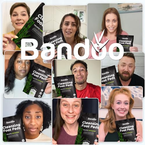 Bandoo Original Deep Cleansing Foot Pads, Premium Natural Bamboo Foot Rana Japanese Pads, Cleanse, Moisturize & Energize for Men & Women, 10