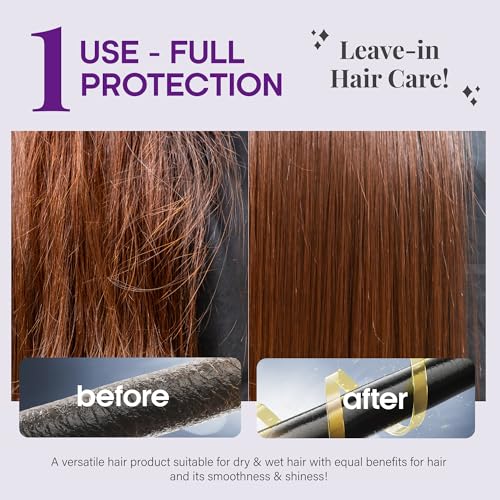 Hydrating Hair Serum ? Keratin Hair Treatment for Dry, Frizzy, Damaged Hair ? Biotin, Castor & Rosemary Oils ? Anti?Frizz, Heat Protectant & Split Ends Repair for Smooth, Shiny Hair, Pack of 2