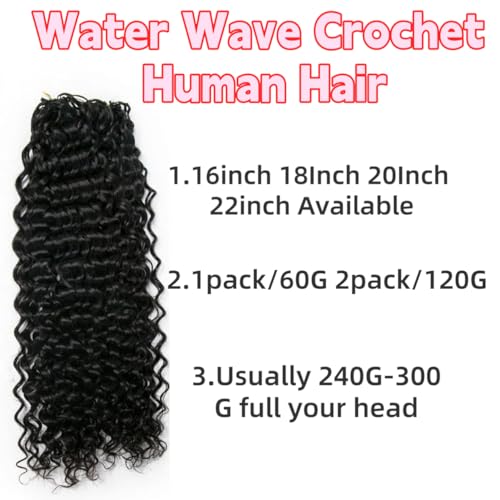 Knotless Pre-Separated Water Wave Human Hair Feather Crochet Hair Extensions Lightweight Reusable Crochet Hair Extensions Natural Color 18inch 120g