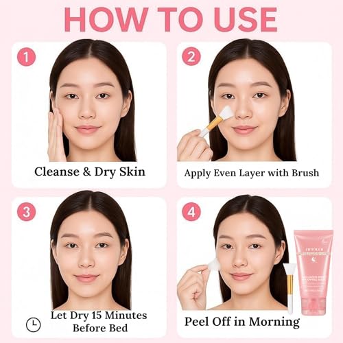 Korean Collagen Night Wrapping Mask - Overnight Peel Off Facial Mask for Face - Hydrating Sleeping Mask Skincare - Anti-Aging Glass Skin Elasticity Treatment - Women
