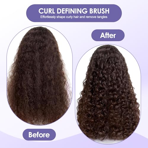 Curl Defining Brush ? Curly Hair Brush for Wet or Dry Use ? Detangles Knots, Reduces Frizz ? Styling Tool for All Hair Types, Unisex(Purple)