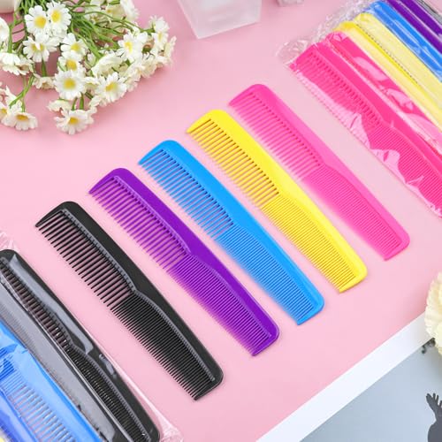 100pcs Plastic Colorful Combs in Bulk, Individually Wrapped, Double Tooth Hair Pocket Comb, for Homeless, Charity, Hotel, Travel, Airbnb, Home, Shelter
