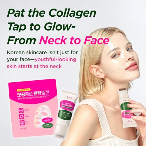 CKD Retino Collagen Gua Sha Neck Cream - Firming Cream for Neck and Jawline Tightening, Lifting, and Wrinkle Reduction with Stainless Steel Roller. Korean Skin Care,1.69 fl oz.
