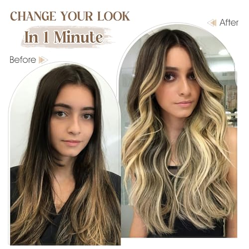 Elailite Clip in Hair Extensions Real Human Hair Double Weft Thick 8pcs Weft Burgundy 20 Inch 150g Remy Hairpieces Balayage Full Head Straight for Women