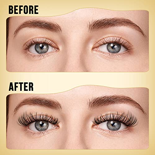 QUEWEL Lash Clusters 320Pcs Cluster Lashes 40D D Curl Lash Cluster Eyelash Extensions Mix9-16mm Individual Eyelashes Clusters Wispy Lash Clusters Thin Band Soft to Use at Home(40D D Mix9-16)