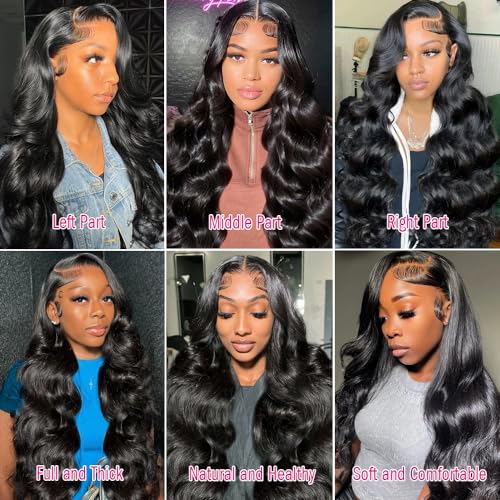 Body Wave Frontal Wigs Human Hair for Women 13x4 HD Lace Front Wigs Human Hair Pre Plucked Body Wave Glueless Human Hair Wigs 180% Density 32 Inch