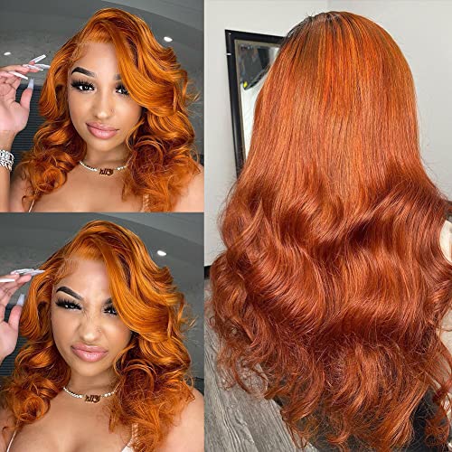 Orange Ginger Color 13x6X1 Lace Front Wigs Baby Hair Brazilian Remy Hair Body Wave Human Hair Wig13x4 Glueless Lace Wigs £¨24inch£©