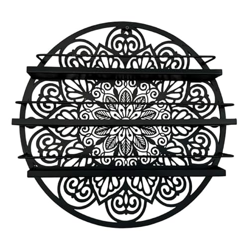 Mandala Shape Shelves - Essential Oil & Nail Polish Organizer - Wall Mounted Round Rack - Display Holder - Spice Rack - Black or Gold