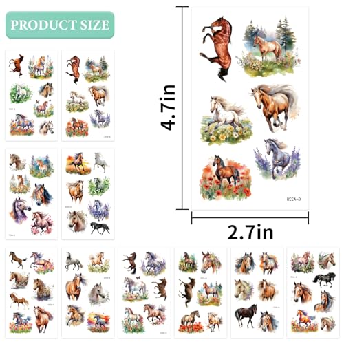 64 PCS Horse Temporary Tattoos For Kids Cute Horse Tattoos Stickers Birthday Party Supplies Party Favors Decorations Classroom School Prizes Perfect For Both Girls And Boys