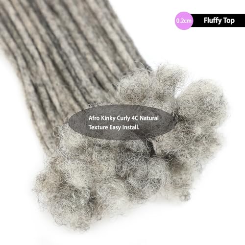 Loc Extensions Human Hair 100% Black and Gray 0.2cm 10inch 60 strands Salt and Pepper Grey & Black Handmade Dreadlock Extensions