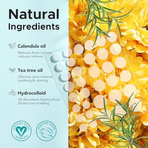 TKTK Pimple Patch Acne Patch, 4 Sizes 280 Patches Acne Absorbing Cover Patch, Hydrocolloid Invisible Acne Patches For Face Zit Patch Acne Dots Tea Tree, Calendula Oil - 2 Pack