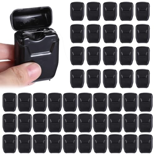 Baderke 50 Pcs Dental Floss Bulk Wedding Gifts for Guests Waxed Mint Dental Floss for Homeless Party Favors Bridal Shower Donated Gifts Teeth Cleaning 30m/32.8 Yard(Black Box)