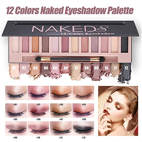 All in One Makeup Kit, Makeup Kit for Women Full Kit, Travel Make Up Gift Set for Women Teens Girls, Includes Eyeshadow, Foundation, Primer, Lipstick, Eyebrow Soap, Eyeliner Stamp, Brush, Sponge