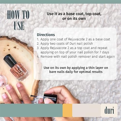 Duri Rejuvacote 2 Nail Growth System Sensitive Formula - Nail Hardener and Strengthener for Brittle, Breaking, Splitting Nail Repair - 0.45 Fl Oz (Pack of 1)