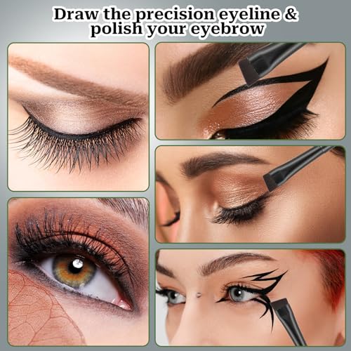 5 Pack Eyeliner Brushes Angled Eyebrow Concealer Brushes Ultra Thin Slanted Flat Angle Eye Makeup Brushes for Precision Makeup Application, Beauty Cosmetic Tool