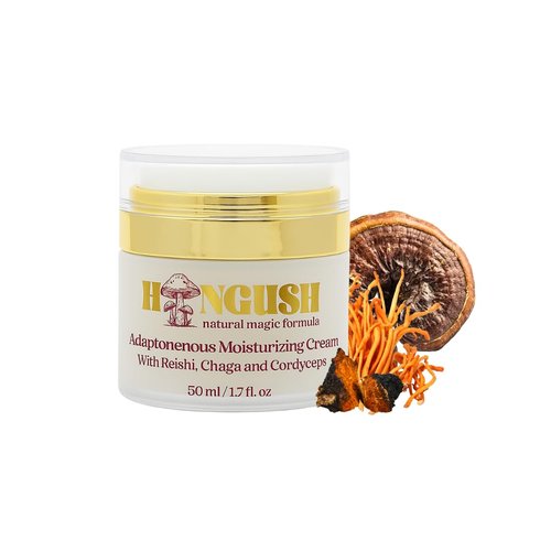 HONGUSH Hydrating Facial Cream with Three Types of Adaptogenic Mushrooms Extracts – For All Skin Types, 50ml