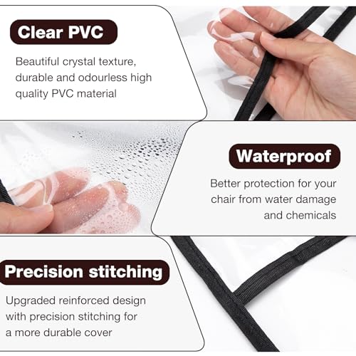 Noverlife Round Barber Chair Cover Protector, 20 in Wide Clear PVC Salon Chair Cover, Hairdressing Chair Back Stitched Cover Durable Easy Clean Covers Prevents Damage for Hair Salon Spa Office Chairs