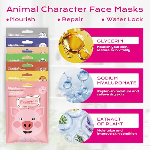 7PCS Kids Face Mask Set Spa Treatment Facial Mask for Kids, Moisturizing Spa Party Facial Mask Skincare Set