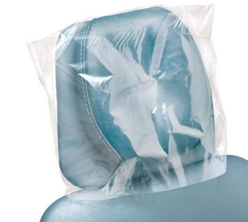 Pruvade Disposable Dental Headrest Covers 11.25" x 10" | Pack of 250 | Large Clear Plastic Headrest Cover for Tattoo, Piercing and Dental Chairs, Professional Waterproof Clear Sleeves for Headrests