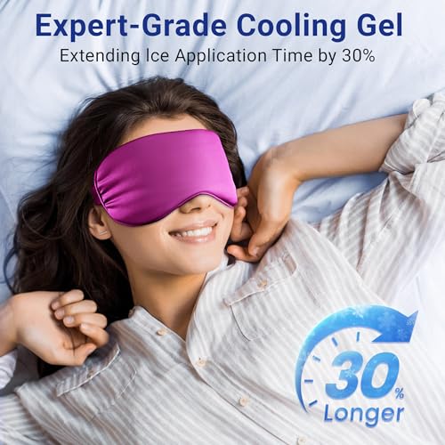 2PCS Cold Eye Mask: Cooling Eye Mask for Puffy Eyes, Headache, Migraines Relief - Cold Compress for Dark Circles, Tired Eyes, After Surgery - Reusable Gel Ice Pack, Weighted Sleep Mask(Black,Purple)