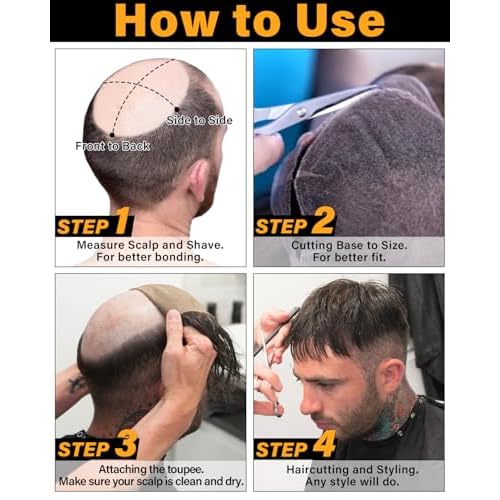 BEEOS 0.10mm Durable PU Skin Toupee for Men, 130% Medium Density Volume Human Hair System No Shed, 8x10 Inch Mens Hair Piece #3 Brown