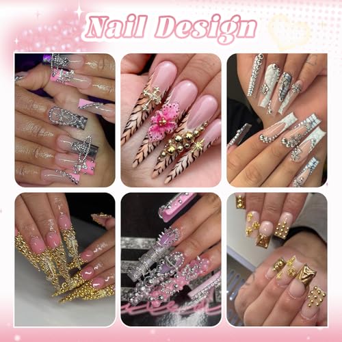 Silver and Gold Nail Charms and Gems, 1.5-5mm Half Round Flatback Nail Pearls Ball Beads for Nails with Pickup Pencil and Tweezers, Pearl Nail Charm Rhinestones for Crafting Face Hair Manicure DIY