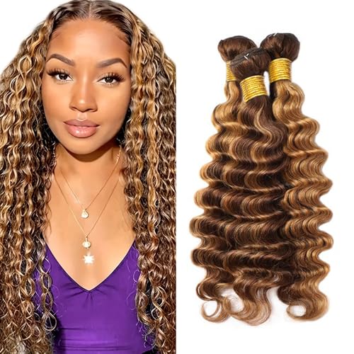 P427 Highlight Blonde Bundles Human Hair Brown Deep Wave 3 Bundles 34 34 34 Inch Unprocessed Brazilian Virgin Remy Honey Blonde Deep Wave Bundle Human Hair Extensions