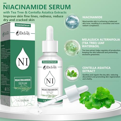 5% Niacinamide Serum with 4% Tea Tree & Centella Asiatica Extracts Soothing Facial Serum (3 Pack 1fl.oz|30ml)