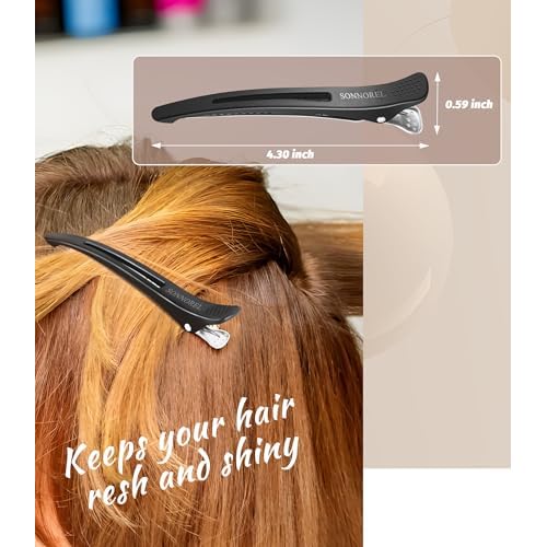 12pcs Hair Clips for Styling, Professional Duck Billed Hair Clips, with Non-slip No-Trace Silicone Band Compartments, Hair Sectioning Clips for Hairdresser Home for Unisex (black)
