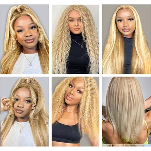 P27/613 Honey Blonde Bundles Yaki Straight Bundles Human Hair 12 14 16 Inch 3 Bundles Human Hair Unprocessed Brazilian Virgin Weave Hairs Highlight Blonde Extensions 50 Gram Per Bundle