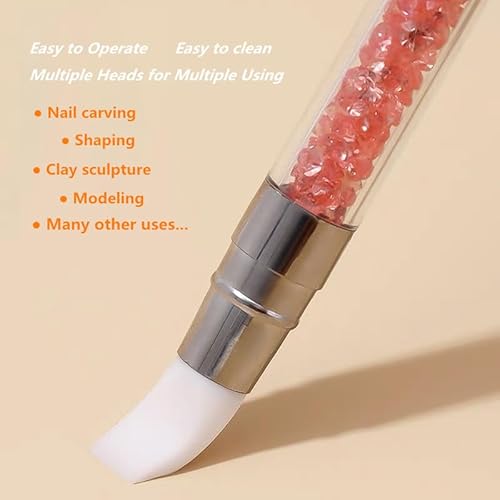 Resin Nail Art Palette with 5Pcs Nail Art Sculpture Pen Dual Tipped Silicone Nail Tools, Nail Art Acrylic Pen Silicone Brushes for Resin, Nail Art Tools for Design Nail Foil Carving Drawing