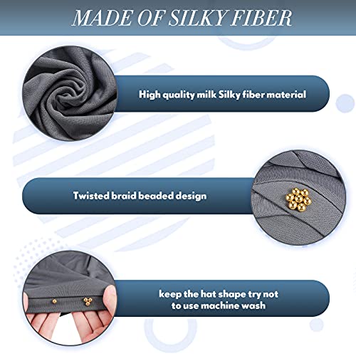SATINIOR 9 Pcs Turbans for Women Braid Headscarf Hair Wrap Pre Tied Twisted Turbans Beanie Beaded Knotted Headband for Women