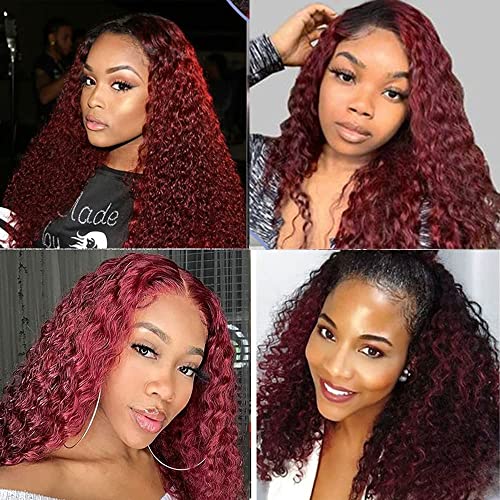26 28 30 Inch 1b99j Red Bundles Burgundy Deep Wave Human Hair Bundle 8a Peruvian Virgin Remy Hair 3 Bundles Two Tone Burgundy Soft Hair Extensions
