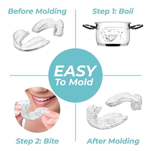 Dental Mouthguard for Bruxism, Teeth Grinding and Clenching, Pack of 6 in 3 Different Sizes Moldable, Trimmable Premium Quality Dental Night Guard for Teeth Grinding and Stops Bruxism