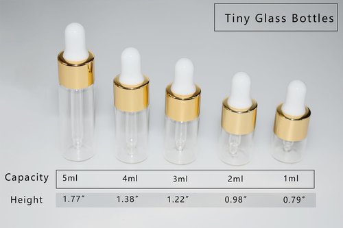 Hustar Small Dropper Bottle, 1ml+2ml+3ml+4ml+5ml 10Pcs Mini Glass Sample Dropper Bottles for Travel Liquids tiny