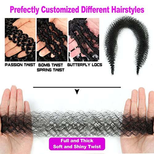 Afro Twist Hair 16Inch 3Packs Springy Afor Twist Hair Black Color Pre Fluffed Spring Twist Hair Marley Twist Braiding Hair for Black Women (16 Inch (Pack of 3), 1B#) ¡¦