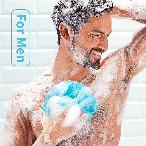 Bath Loofah Shower Sponge Body Back Scrubber Soft Mesh Shower Puffs Exfoliating Loofa for Women & Men Bath Accessories Cleaning Tool (4Pack 60G Loofah Sponge, Forest Fairy)