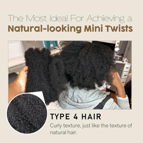 Afro Kinkys Bulk Human Hair -100% Real Human Hair for Mini Twist, Braiding, Loc Extensions & Crochet, Kinky Curly Hair Bundles, Natural Afro Bulk for Dreadlocks(1B, 18 Inch(Pack of 1))