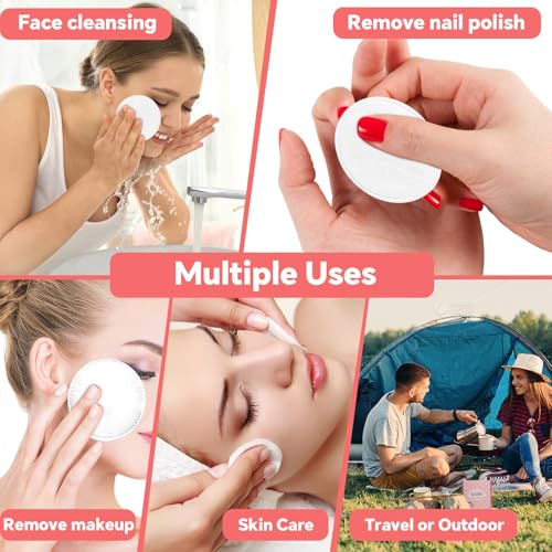 100% Pure Cotton Round Pads for Face (210), Lint-Free Makeup Remover Pads, Soft, Absorbent, Hypoallergenic, Multi-Layer Design for Cleansing, Skincare and Nail Polish Removal