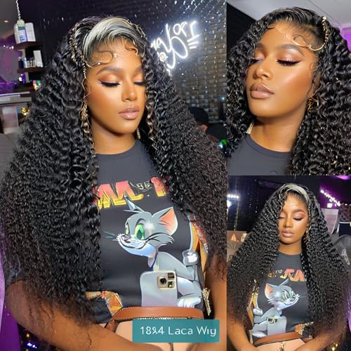 VibeFusion 13x4 HD Transparent Lace Front Human Hair Kinky Curly Wig 200% Density Glueless Pre Plucked Pre-Cut 20 Inch Women's Wig